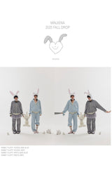 rabbit fluffy pants grey