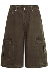 Multi Pocket Cropped Work Shorts
