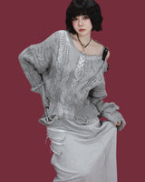 two buckle damage knit (3color)