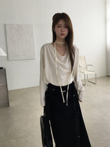 Deep drape scarf blouse
