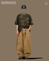 BEE Curved Line Pin-tuck Balloon Pants
