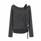 セラ レース レイヤード シャーリング Tシャツ