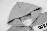 Text Patch Oversized Hoodie Zip-Up