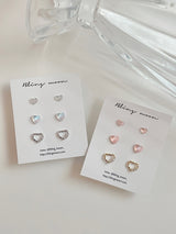 [3 set] Aurora summer heart earrings set / summer earrings simple daily layered
