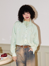 Three-color butterfly print loose long-sleeved shirt