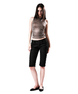 PYTHON SHIRRING SLEEVELESS TOP BEIGE