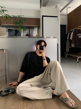 エイドデイリーリネンオーバーフィットロングスリーブTシャツ