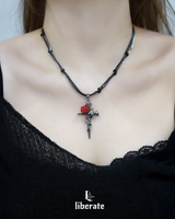 Red Rose String Necklace