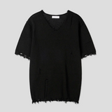 [S/S]バカンスダメージVネックハーフニット(3color)