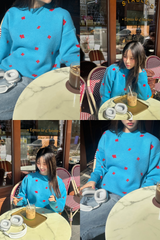 [SALE] blue flower knitwear
