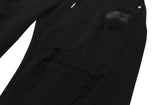 destroyed side tuck sweat pants (black)