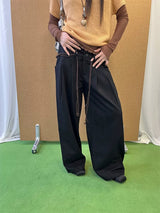 Black high-button-up wide pants