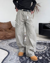 Arc line curved cotton pants