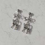 Kitty and Bow Piercing - Silver Color