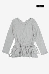 Ruffled string flare one-piece