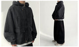 Ramg Washed Denim Overfit High Neck Hooded Jumper