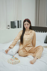 gold silk dot pajama set