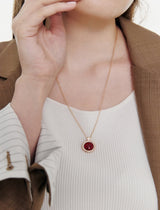 26SS★ [Premium Plating] Pennysense AB(P) Coin Necklace Black Agate