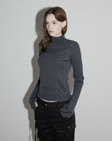 Diagonal Button Long Sleeve Charcoal