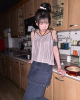 (2color) Frayed Raw-Edge Skirt Layered Pants