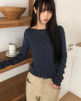 Sidu フローラルウェーブロングスリーブTシャツ