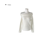 Punk Snap Button Brushed Off-Shoulder Knit