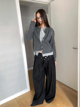 Layered Split Round Cardigan