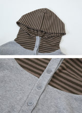Border Layered High Neck Warm Hood T-shirt (3color)