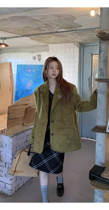 Olive Mo'Hair Boxy Fit Warm Jacket