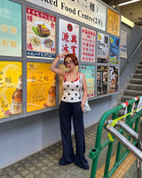 ユキ スリム バンデッド ブーツカット ロング パンツ