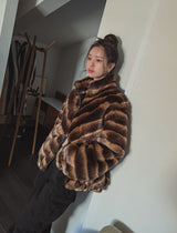 Wavy gradation fur jacket