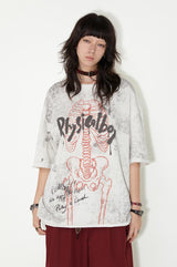 Skeleton lace print rolled hem short sleeve T-shirt