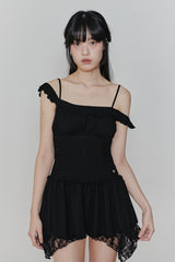 ペタルラッフルドレス black