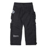 BBD スプレーロゴマルチポケットデニムカーゴパンツ (Black)