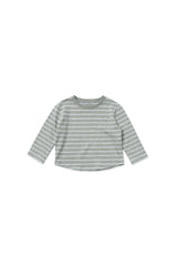 クロップ ストライプ Tシャツ、グレー
