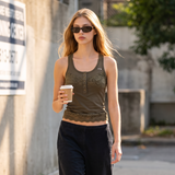 LACE SLEEVELESS [KHAKI]
