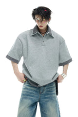 プレイドレイヤードポロTシャツ
