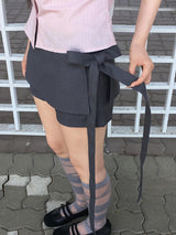 ミコンリボンストラップミニスカートパンツ