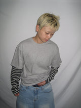 ストライプレイヤードロングスリーブTシャツ (3c)
