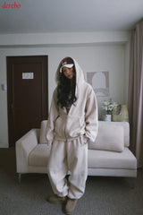 Napping Thick Soft Hooded Zip-Up Set