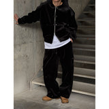 [SET UP가능] Velvet mink crop hood zip up