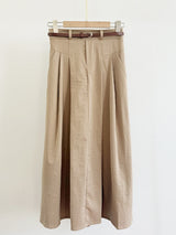 Desman Pintuck Banding Flare Skirt (Belt set)