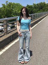 Naon Lace Washing Bootcut Denim Pants