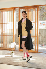 Classic Patch Inner padding Unisex Black wool coat