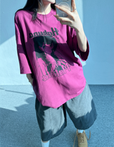 オーバーワイドカリカチャーショートスリーブ🩷🩶🤍 - 3 カラーズ