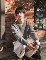 [wool80%] コップウールレイヤードVネックニット