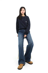 MID WAIST SLIM WIDE LEG DENIM code 26019
