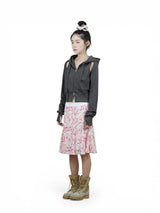 CUT OUT CROP HOOD ZIP-UP (CHARCOAL)
