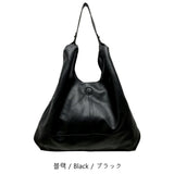 [ビッグバッグ/ノックストレージ🖤] リオブラックレザーショルダーバッグボブサンバッグスチューデントバッグラップトップオフィスワーカーバッグ 1 color