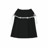 リボンプリーツスカート (black)